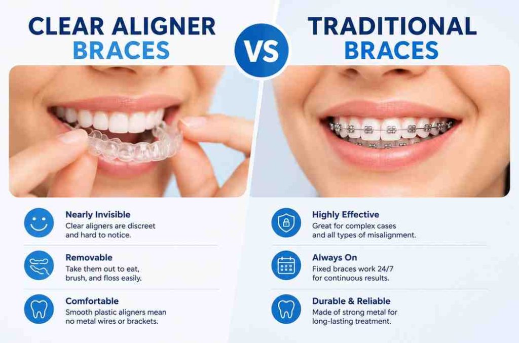 Clear Aligner Braces vs Traditional Braces
